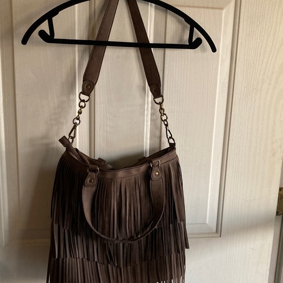 Cato Dark Brown Fringe Shoulder Bag - Picture 3 of 4